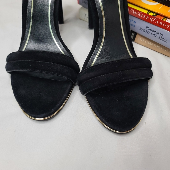 Kenneth Cole Black Suede Rhinestone Ankle Strap 4.75 inch High Heels Size 8 - Picture 6 of 14